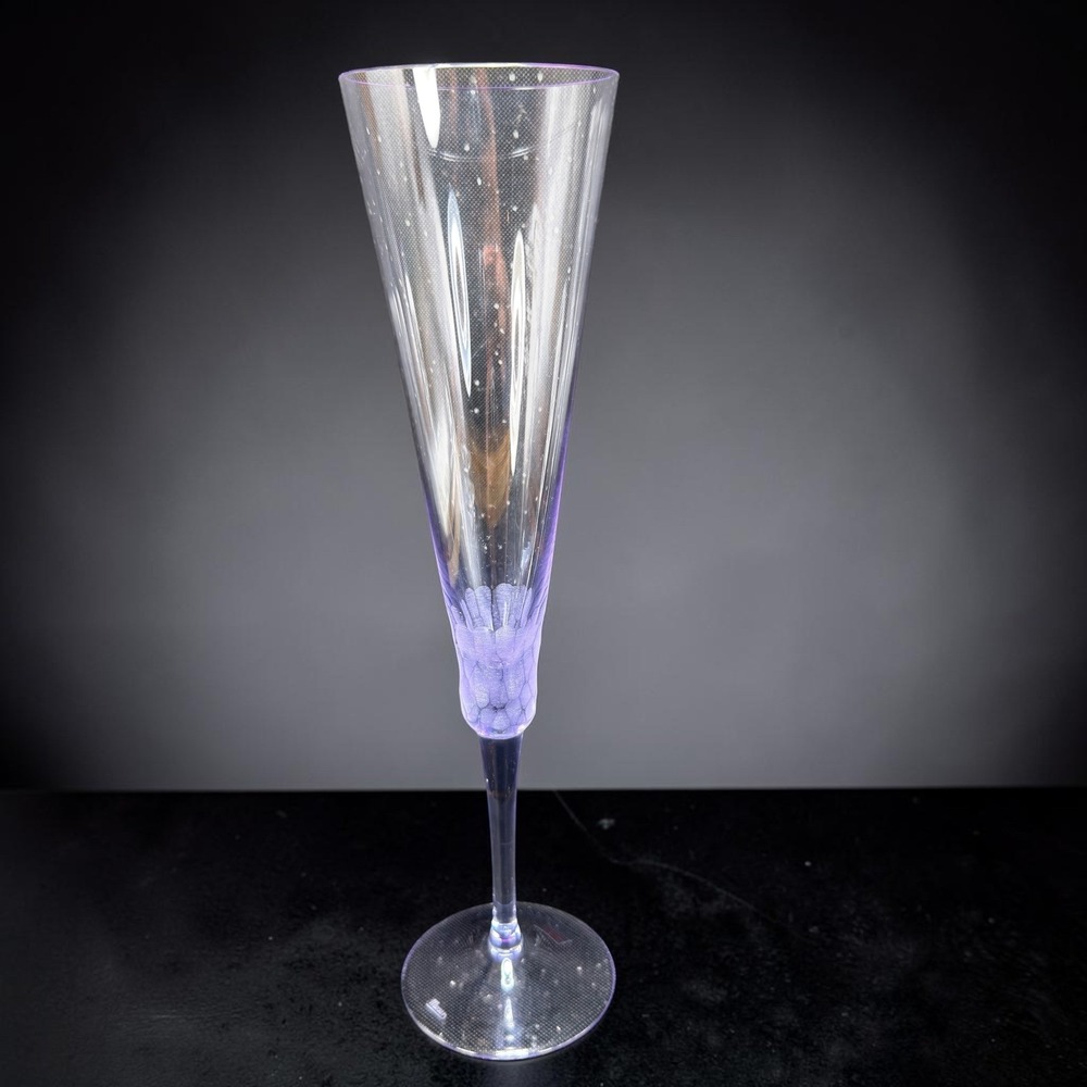Moser Fluent Pebbles Champagne Flute Aquamarine Crystal Glass 10 inch Tall